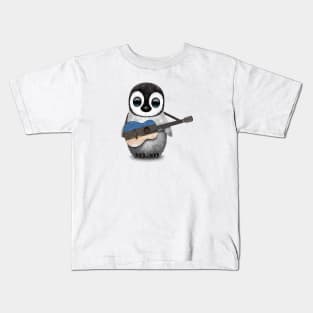 Baby Penguin Playing Estonian Flag Guitar Kids T-Shirt